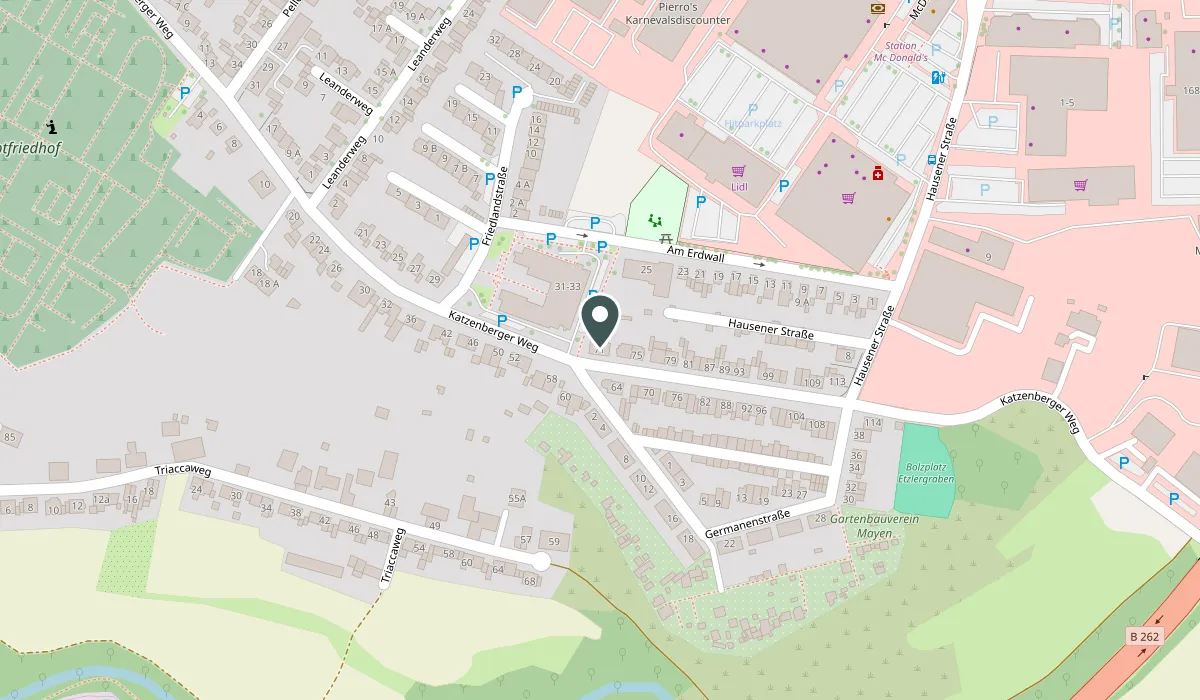 Stadtplan: Die Praxis liegt am Katzenberger Weg 71 in Mayen.